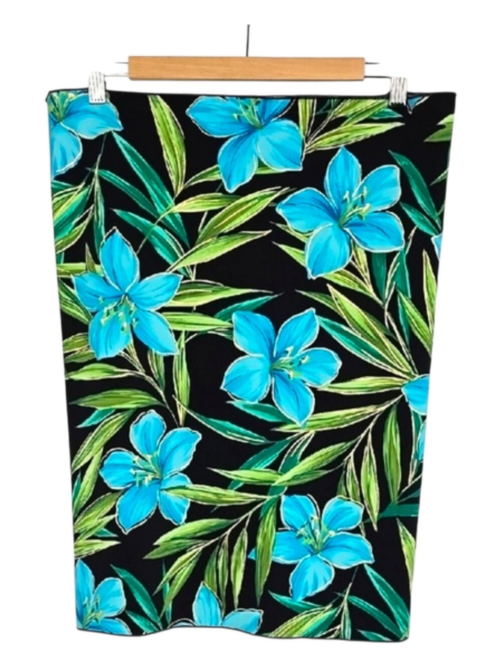 Longitude Women's Sarong Swim Cover Up Wrap Black Blue Tropical Print Size O/S
